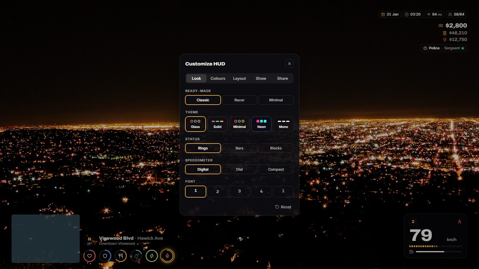 Customize panel